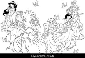 Prenses boyama sayfası – renkli çizimler, okul öncesi