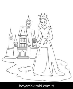 Prenses boyama sayfası – eğlenceli etkinlik, el becerilerini geliştirir