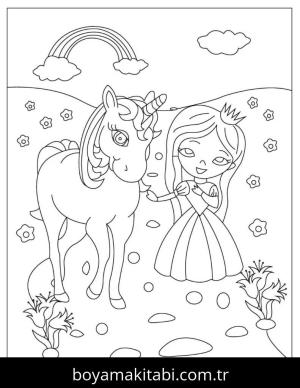 Prenses boyama sayfası – çocuklar için, çizgi film temalı