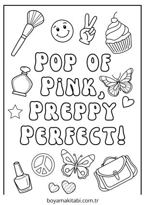 Preppy boyama sayfası – basit çizim, kolay boyama
