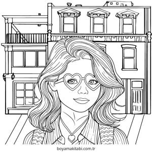 Preppy boyama sayfası – sanatsal çalışma, çocuklar için