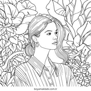 Preppy boyama sayfası – sevimli karakter, sanatsal çalışma