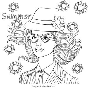 Preppy boyama sayfası – basit çizim, kolay boyama