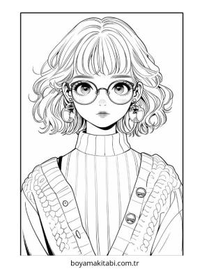 Preppy boyama sayfası – yaratıcılık, eğlenceli etkinlik