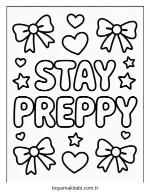 Preppy boyama sayfası – boyama çalışması, yaratıcılığı geliştirir