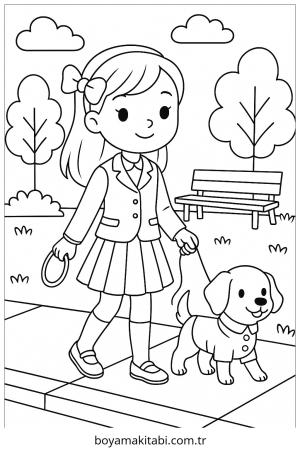 Preppy boyama sayfası – sevimli karakter, sanatsal çalışma