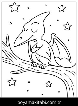 Pterodactyl Dinazor boyama sayfası,  coloring page, , Pterodactyl Sleeping In The Winter
