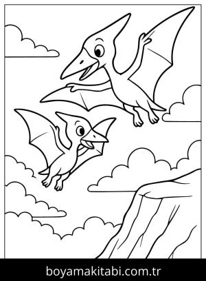Pterodactyl Dinazor boyama sayfası,  coloring page, , Cute Pterodactyl Flying