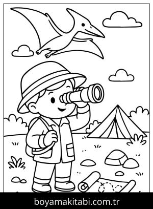 Pterodactyl Dinazor boyama sayfası,  coloring page, , Kid Explore Pterodactyl Dinosaur