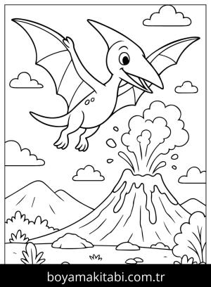 Pterodactyl Dinazor boyama sayfası,  coloring page, , Pterodactyl And Vocalno
