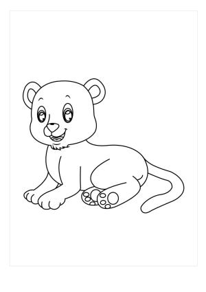 Puma boyama sayfası, Cougar coloring page, Bebek Puma Oturan, 