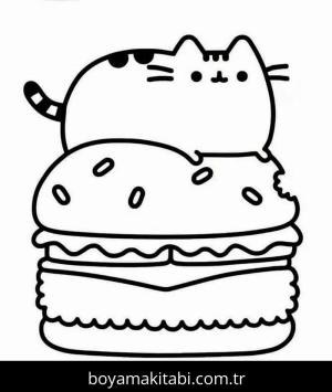 Pusheen boyama sayfası – okul öncesi, evde etkinlik