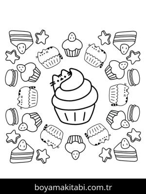 Pusheen boyama sayfası – ücretsiz yazdır, boyama etkinliği