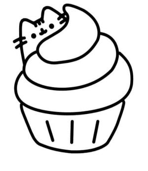 Pusheen boyama sayfası, Pusheen coloring page, Cupcake Pusheen, 