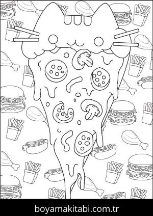 Pusheen boyama sayfası – el becerilerini geliştirir, boyama çalışması