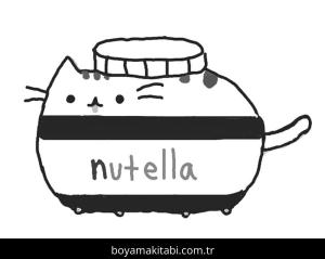 Pusheen boyama sayfası – sanatsal çalışma, çocuklar için