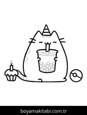 Pusheen boyama sayfası – evde etkinlik, ücretsiz yazdır