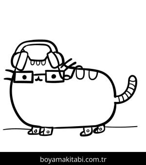 Pusheen boyama sayfası – çocuk aktivitesi, PDF indir