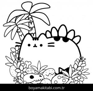 Pusheen boyama sayfası – kolay boyama, eğitici aktivite