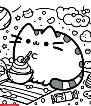 Pusheen boyama sayfası, Pusheen coloring page, , 