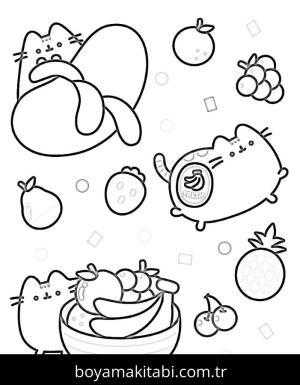 Pusheen boyama sayfası – sevimli karakter, sanatsal çalışma