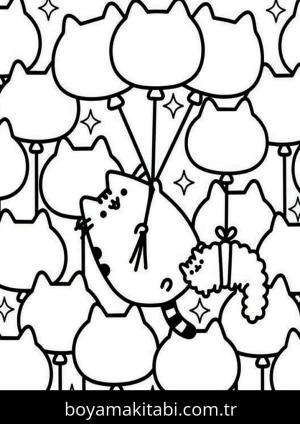 Pusheen boyama sayfası – evde etkinlik, ücretsiz yazdır