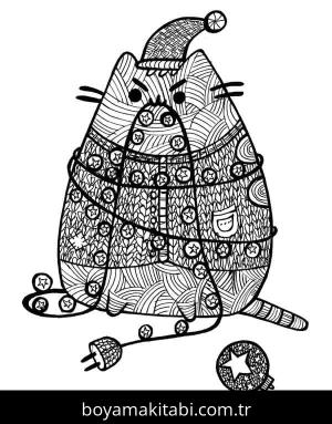 Pusheen boyama sayfası – çocuk aktivitesi, PDF indir