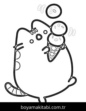 Pusheen boyama sayfası – çocuk aktivitesi, PDF indir