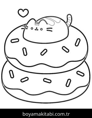 Pusheen boyama sayfası – PDF indir, sevimli karakter