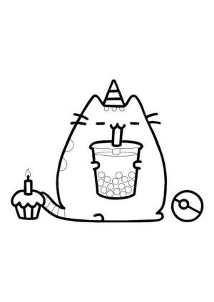 Pusheen boyama sayfası, Pusheen coloring page, Pusheen İçecekler Sodalar, 