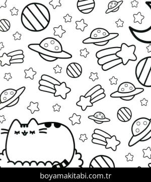 Pusheen boyama sayfası – okul öncesi, evde etkinlik