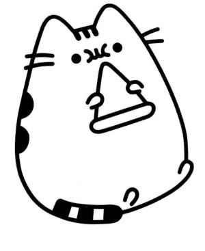 Pusheen boyama sayfası, Pusheen coloring page, Pusheen Yemek Pizza, 