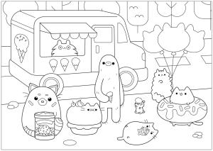 Pusheen boyama sayfası, Pusheen coloring page, Pusheen ve Arkadaşları, 