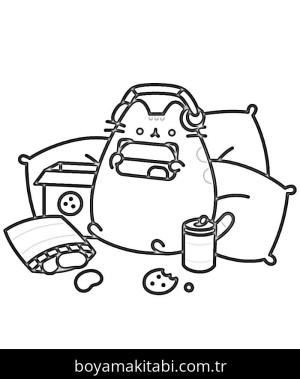 Pusheen boyama sayfası – eğlenceli etkinlik, el becerilerini geliştirir