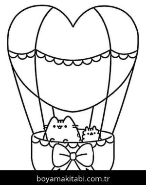 Pusheen boyama sayfası – sanatsal çalışma, çocuklar için