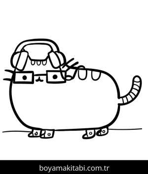 Pusheen boyama sayfası – çizgi film temalı, basit çizim