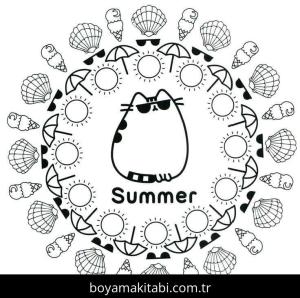 Pusheen boyama sayfası – sevimli karakter, sanatsal çalışma