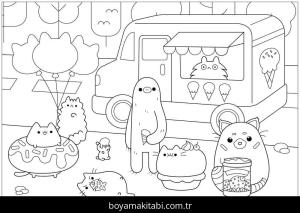 Pusheen boyama sayfası – kolay boyama, eğitici aktivite