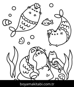 Pusheen boyama sayfası – el becerilerini geliştirir, boyama çalışması