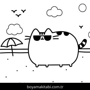 Pusheen boyama sayfası – sevimli karakter, sanatsal çalışma