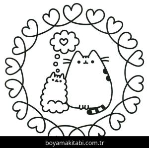 Pusheen boyama sayfası – boyama çalışması, yaratıcılığı geliştirir