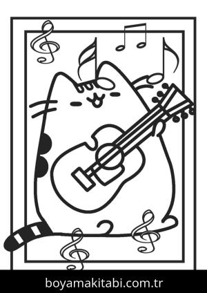 Pusheen boyama sayfası – evde etkinlik, ücretsiz yazdır