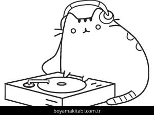 Pusheen boyama sayfası – evde etkinlik, ücretsiz yazdır