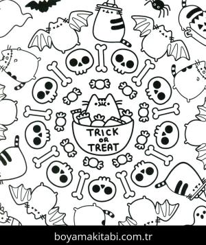 Pusheen boyama sayfası – basit çizim, kolay boyama