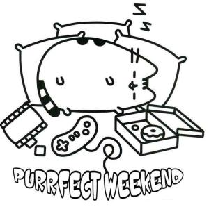 Pusheen boyama sayfası, Pusheen coloring page, Pusheen Uyku, 