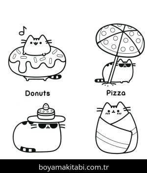 Pusheen boyama sayfası – renkli çizimler, okul öncesi