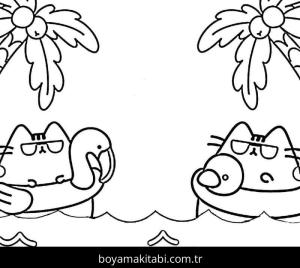 Pusheen boyama sayfası – PDF indir, sevimli karakter