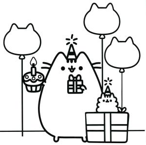 Pusheen boyama sayfası, Pusheen coloring page, Doğum Günün kutlu Olsun Pusheen, 