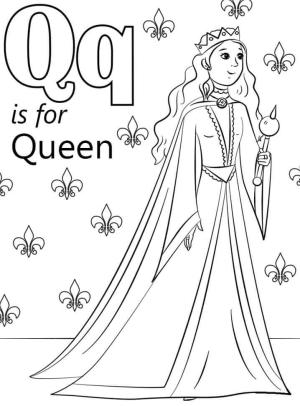 Q Harfi boyama sayfası,  coloring page, Kraliçe Harf Q, 