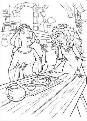 Kraliçe Elinor boyama sayfası,  coloring page, Elinor Merida ile Yeme, 